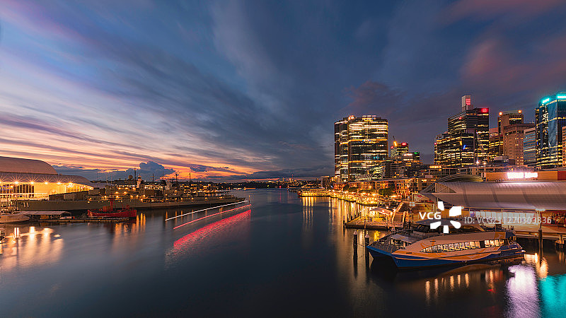 悉尼达令港（情人港）夜景图片素材
