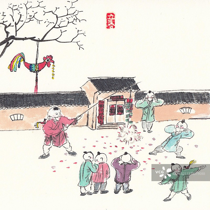 童年记忆二十四节气插画立春图片素材