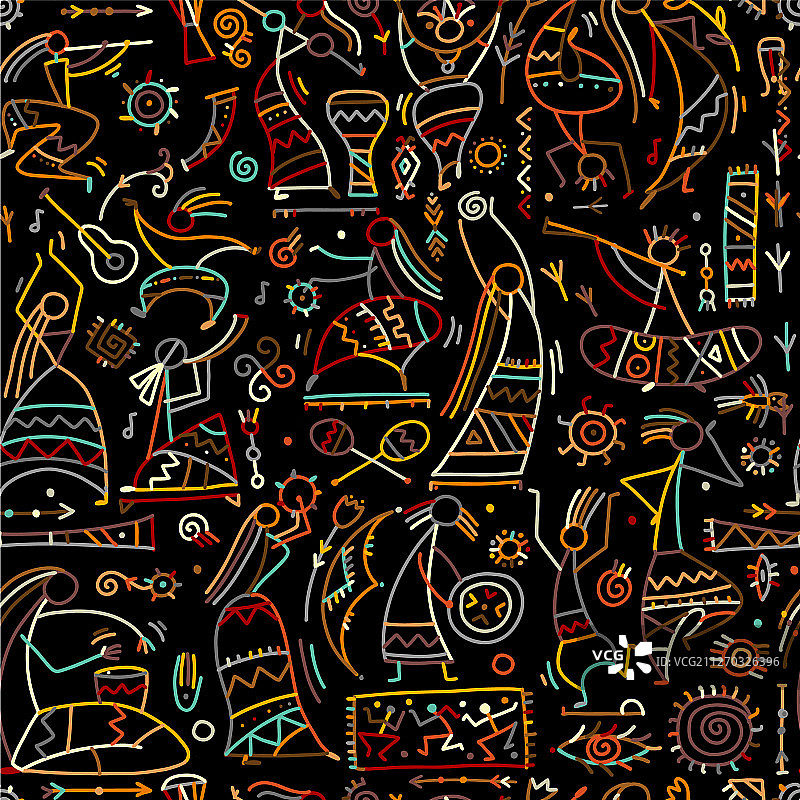 民族舞蹈无缝图案设计图片素材