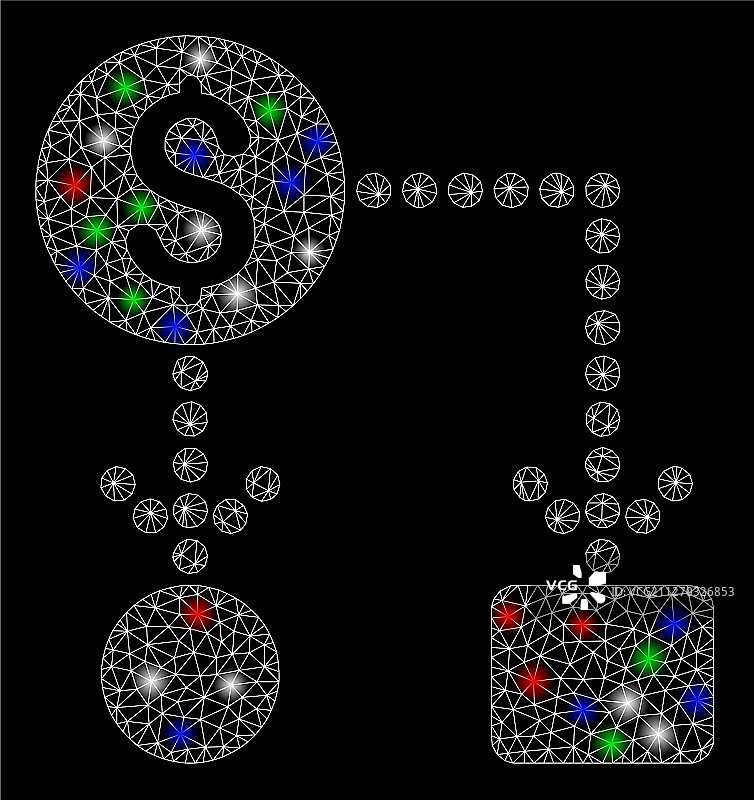 明亮网格骨架现金流与光点图片素材
