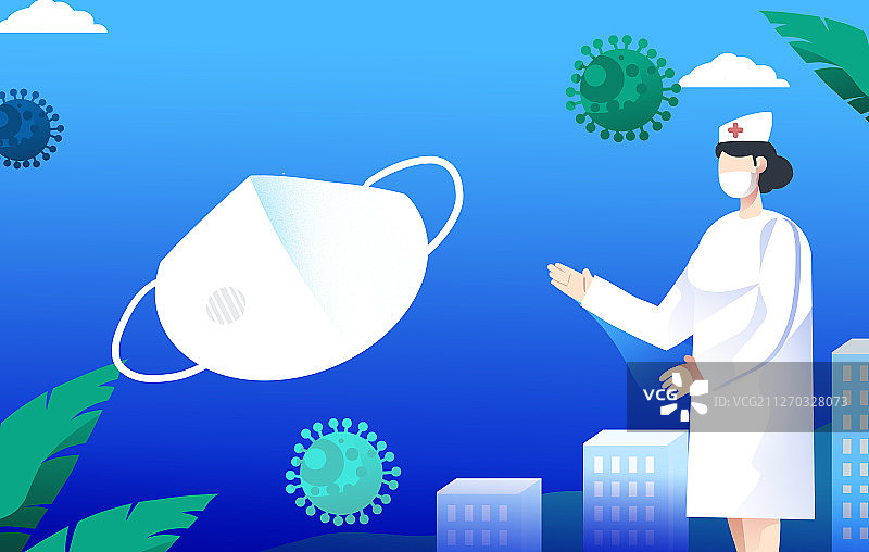 戴口罩护士推荐介绍口罩插画图片素材