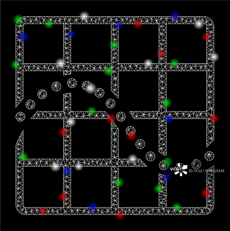 耀斑点亮的网状网络功能图图片素材