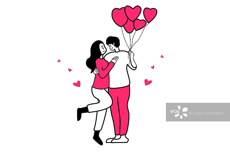 情人节创意情侣插画图片素材