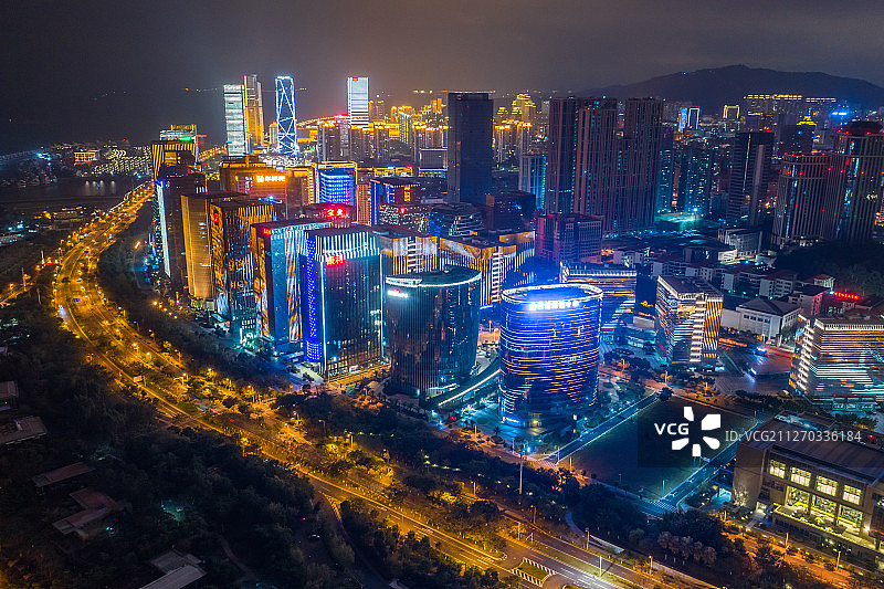 厦门观音山cbd夜景图片素材