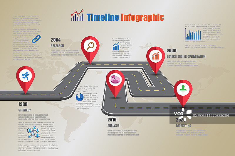 商业路线图时间轴信息图图片素材