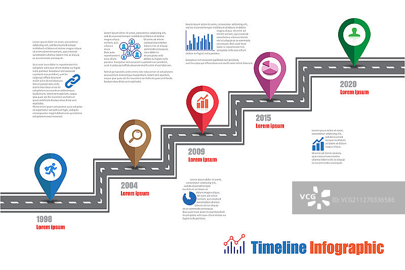 商业路线图时间轴信息图图片素材