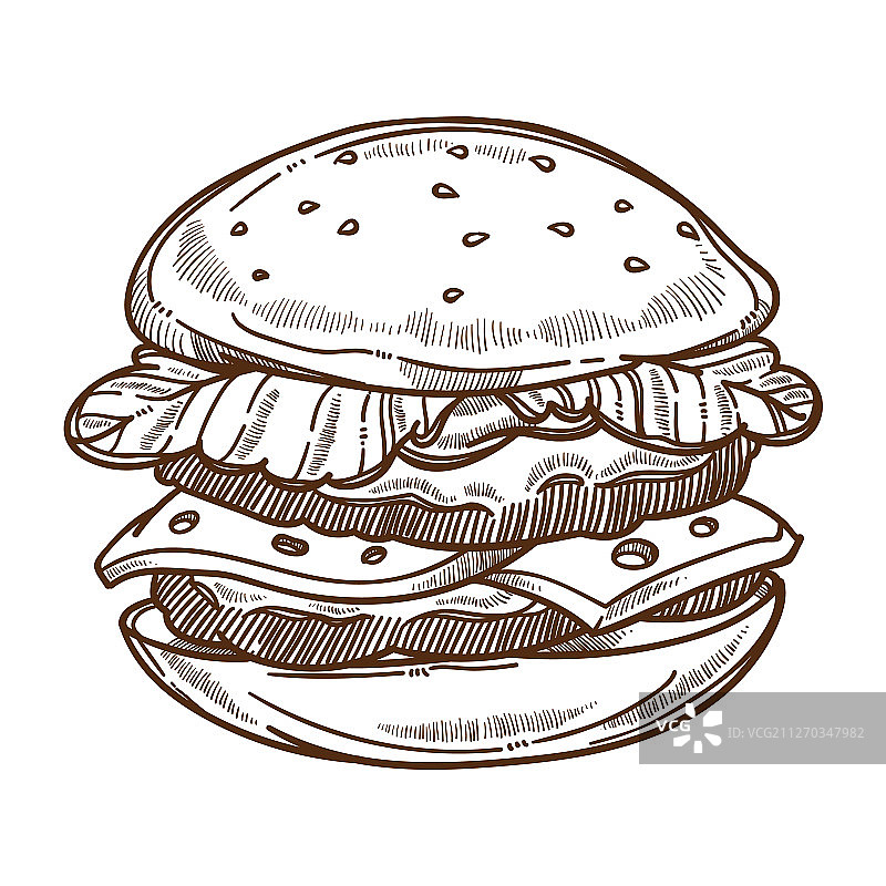 汉堡或芝士汉堡快餐美食图片素材