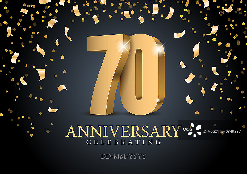 70周年金色3D数字图片素材