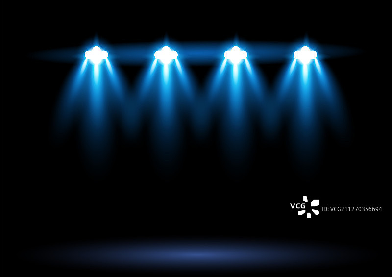 亮蓝色体育场馆照明聚光灯图片素材