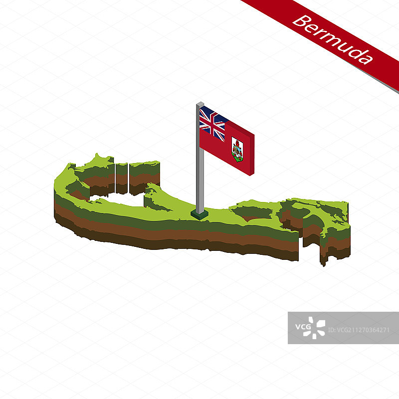 百慕大2.5D地图和旗帜图片素材