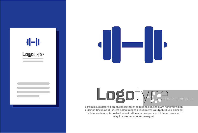 白色背景上的蓝色哑铃图标图片素材