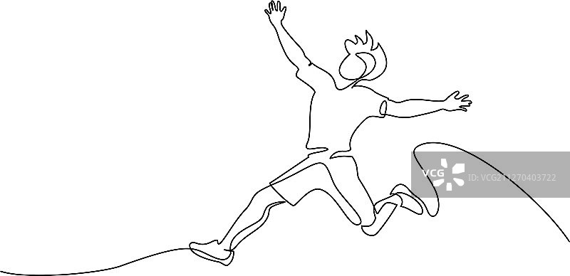 快乐奔跑的男人单线绘画图片素材