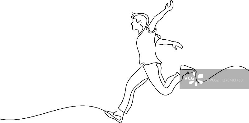 快乐奔跑的男人单线绘画图片素材