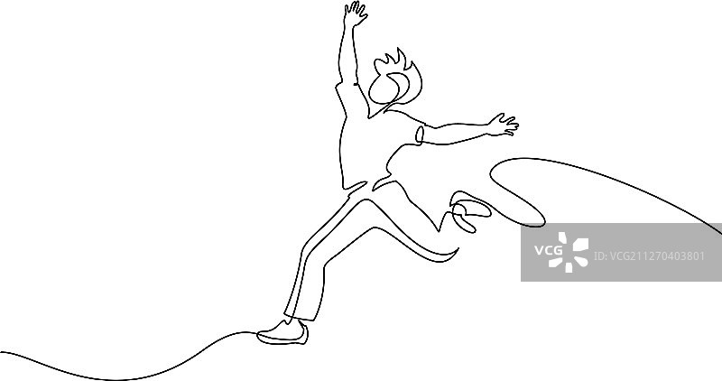 快乐奔跑的男人单线绘画图片素材