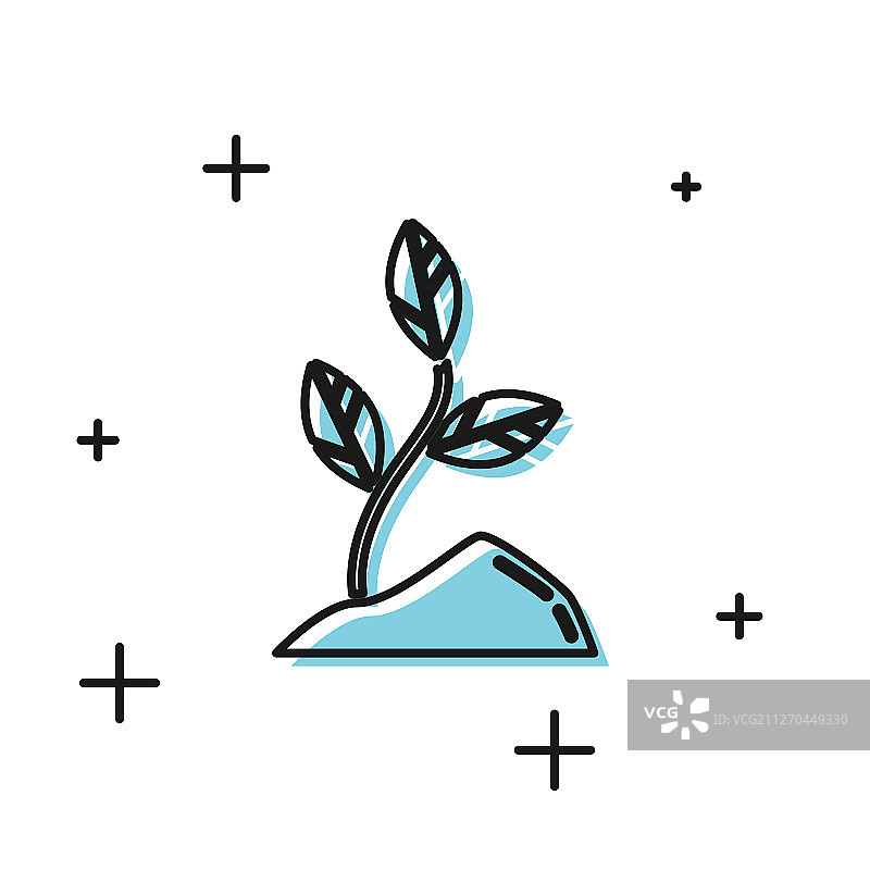 白色背景上的黑色嫩芽图标图片素材
