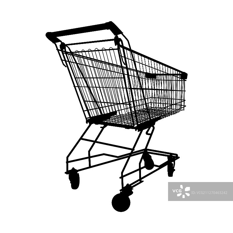 白色背景上的购物车剪影图片素材