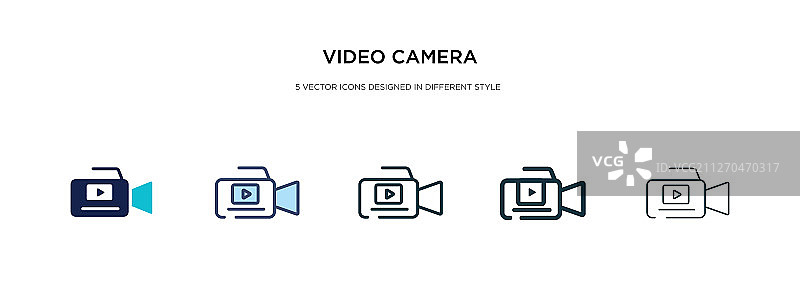 双色不同样式的摄像机图标图片素材