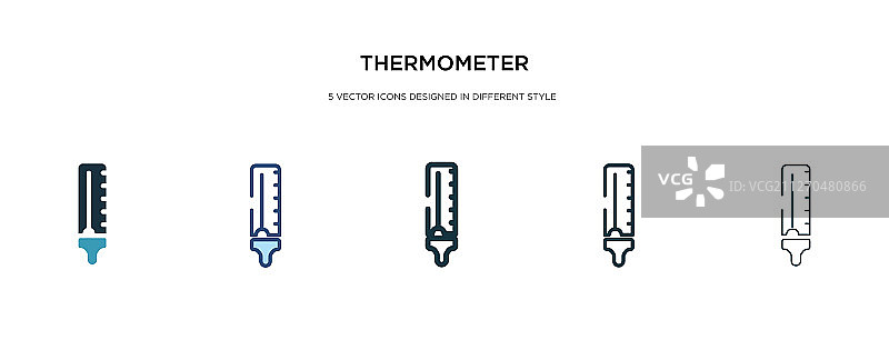 不同样式的双色温度计图标图片素材
