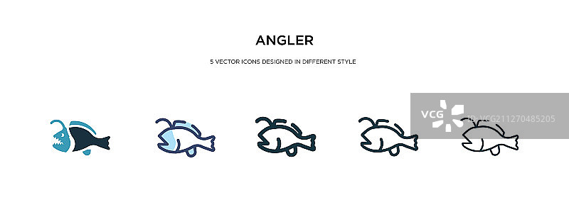 不同风格的双色垂钓者图标图片素材