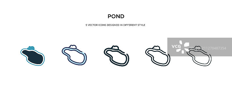 不同风格的双色池塘图标图片素材