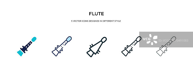 不同风格的双色长笛图标图片素材