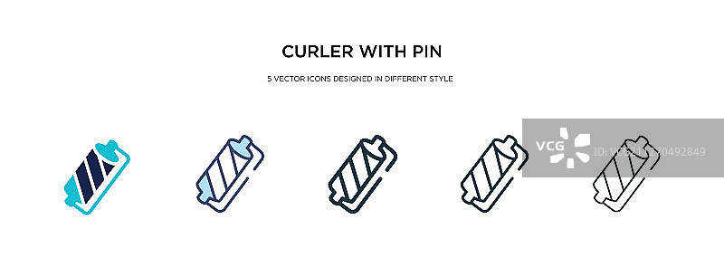 两种不同风格的带别针卷发器图标图片素材