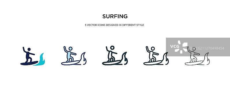 不同风格的双色冲浪图标图片素材