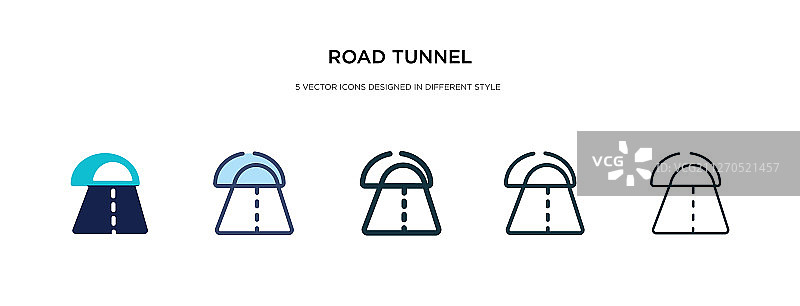 不同风格的双色道路隧道图标图片素材