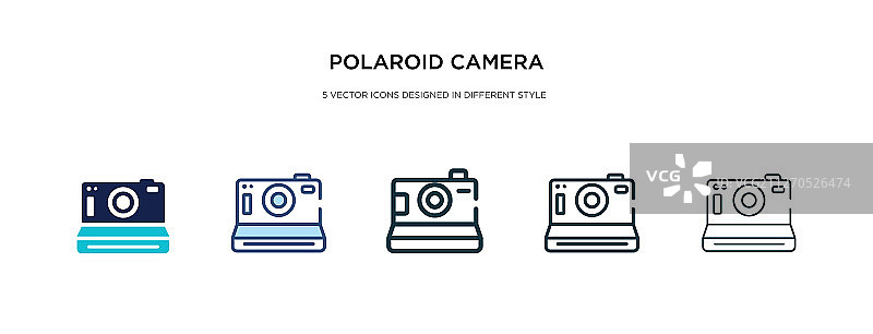 不同风格的宝丽来相机图标图片素材