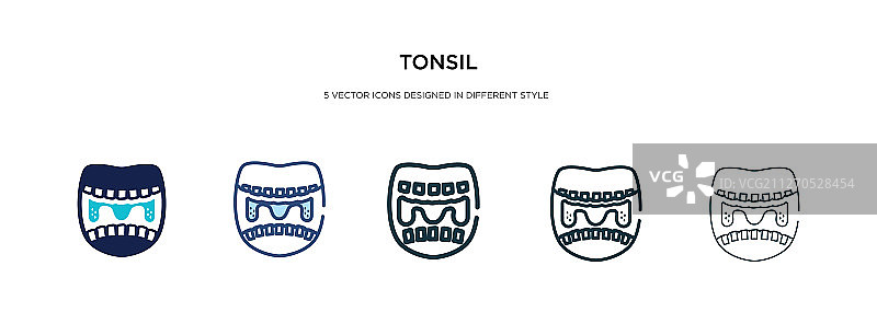 不同风格的扁桃体图标图片素材