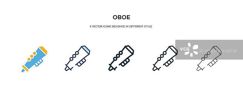 不同风格的双色双簧管图标图片素材