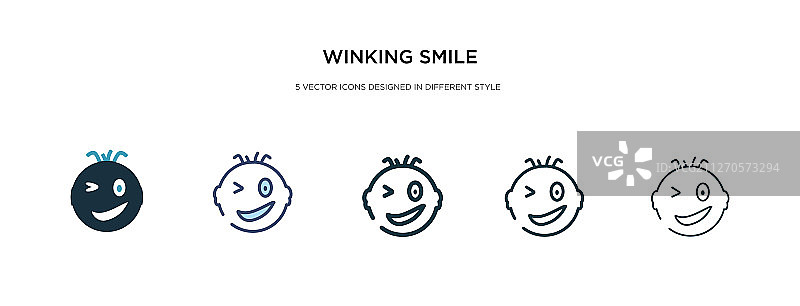 两种不同风格的眨眼微笑图标图片素材