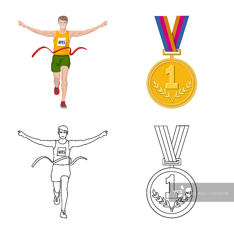 运动与获胜者图标集图片素材