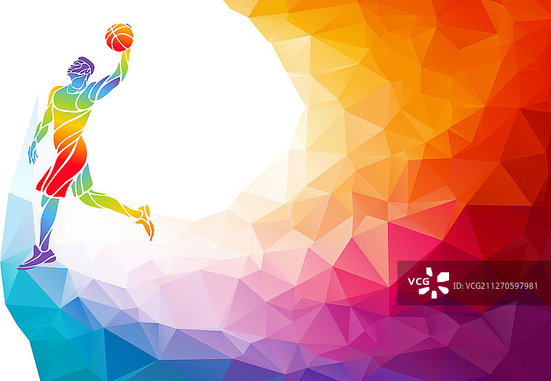 多边形几何篮球运动员跳投图片素材