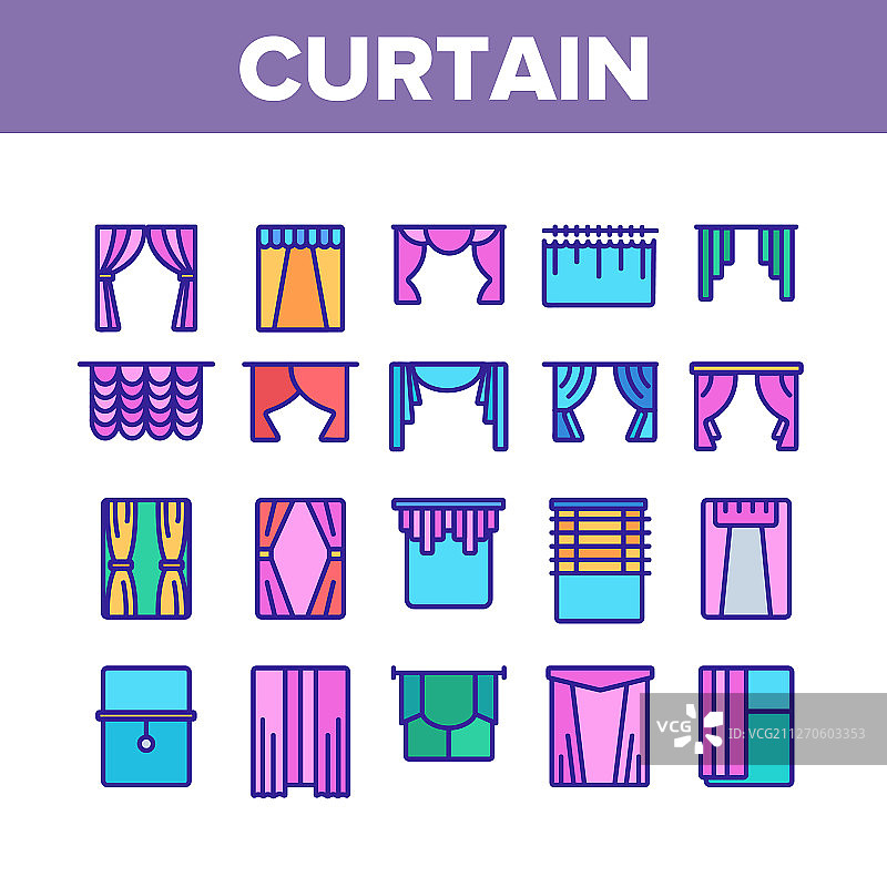 窗帘装饰元素图标合集图片素材