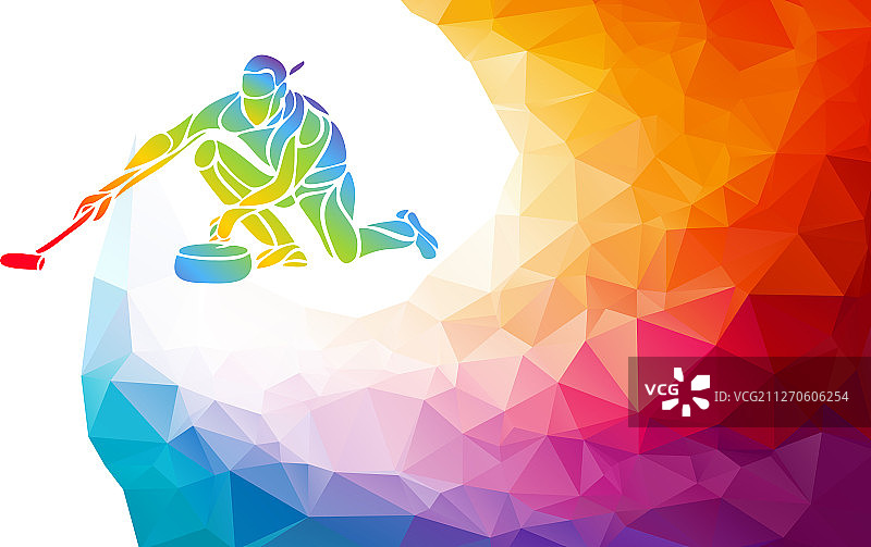 多边形几何冰壶运动员图片素材