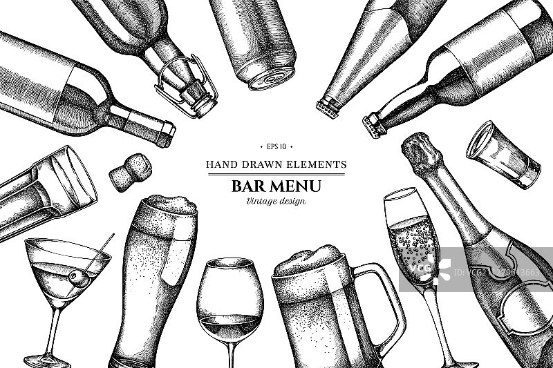 黑白玻璃花卉图案图片素材