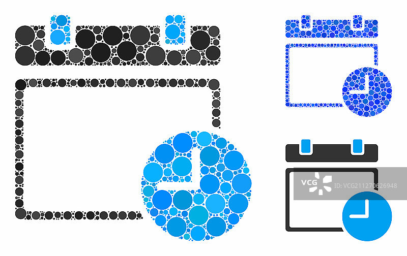 日历页和时间马赛克圆点图标图片素材