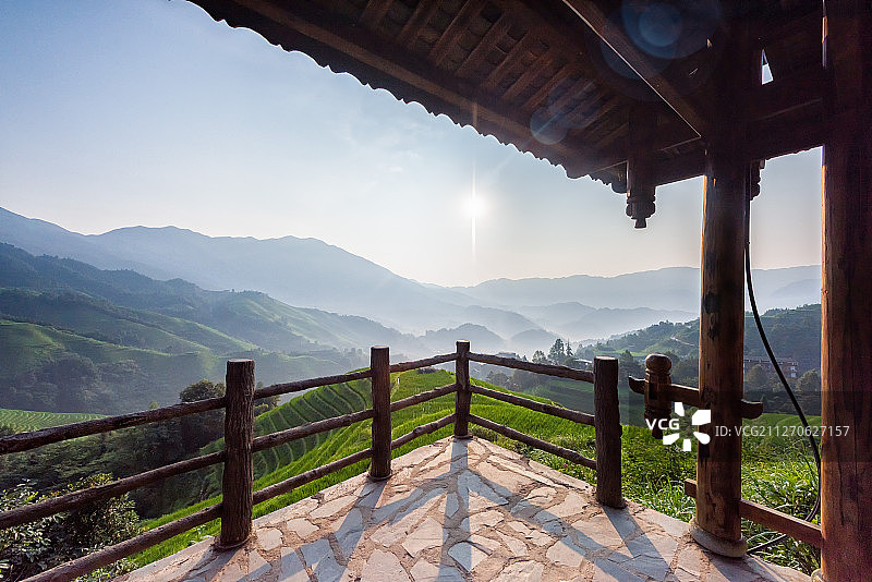 龙脊梯田金坑景区 观景台日出图片素材