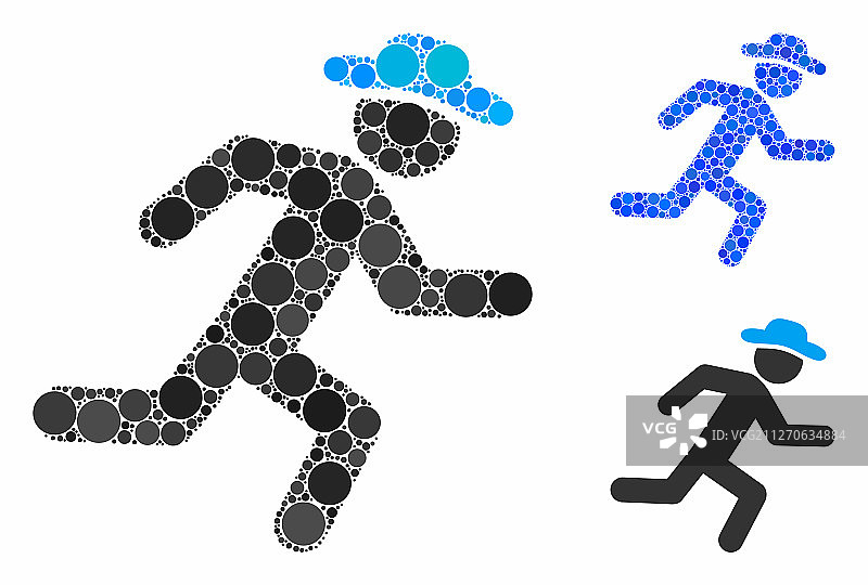 奔跑的绅士马赛克圆形图标图片素材
