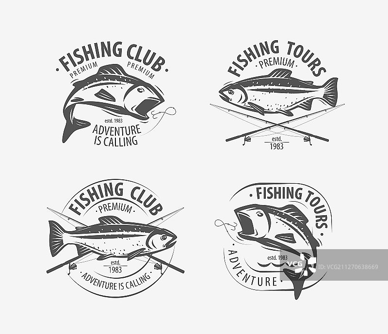 渔具标签渔业标志或徽章图片素材