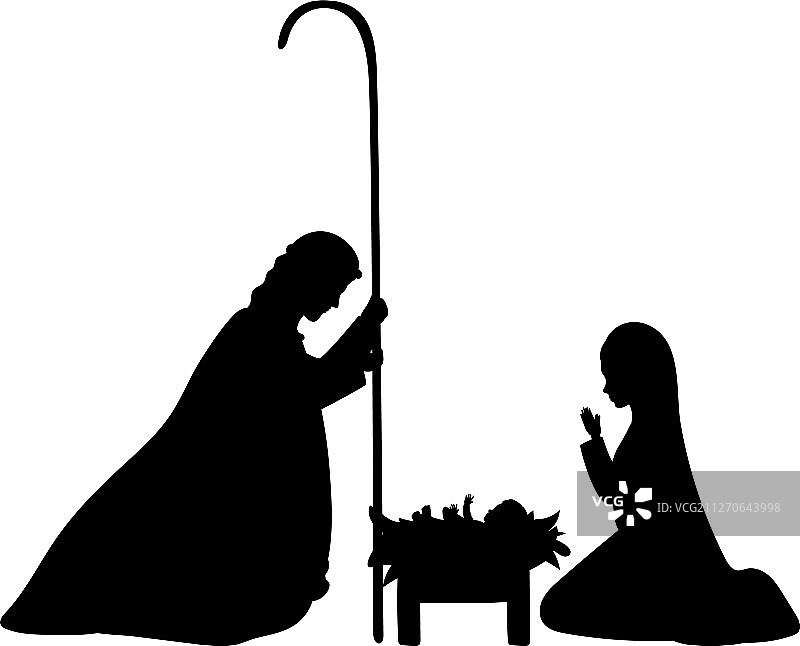 可爱耶稣一家剪影图片素材