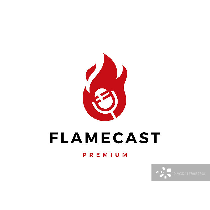 火焰播客麦克风标志图标图片素材