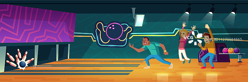 人们在俱乐部打保龄球图片素材
