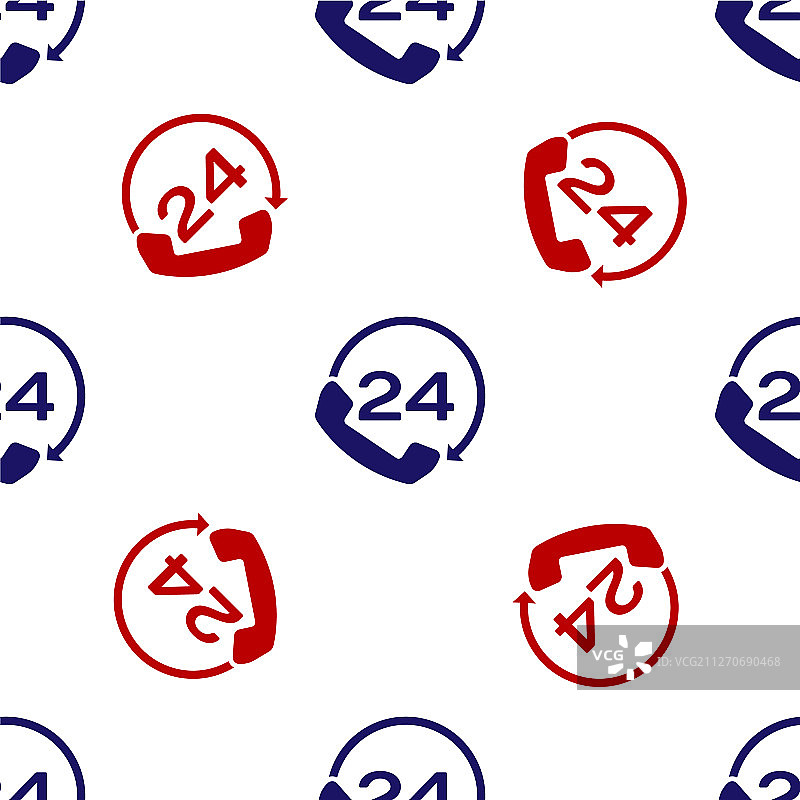 红蓝配色24小时电话客服支持图标图片素材