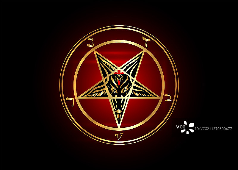 金色印记巴风特原创山羊五角星图片素材