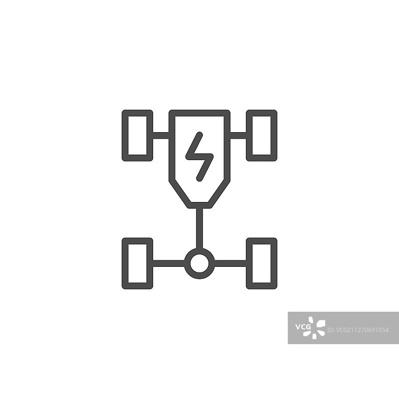 电动汽车底盘线条轮廓图标图片素材