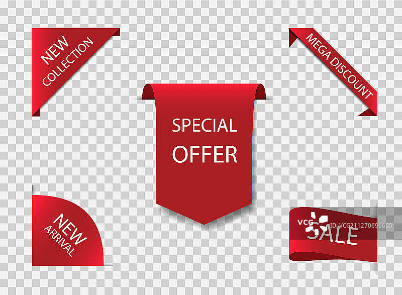 红色独家优惠促销丝带标签图片素材