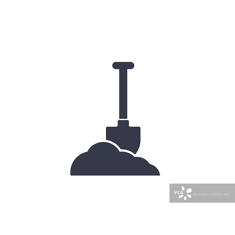 白色背景上的泥土铲子图标图片素材