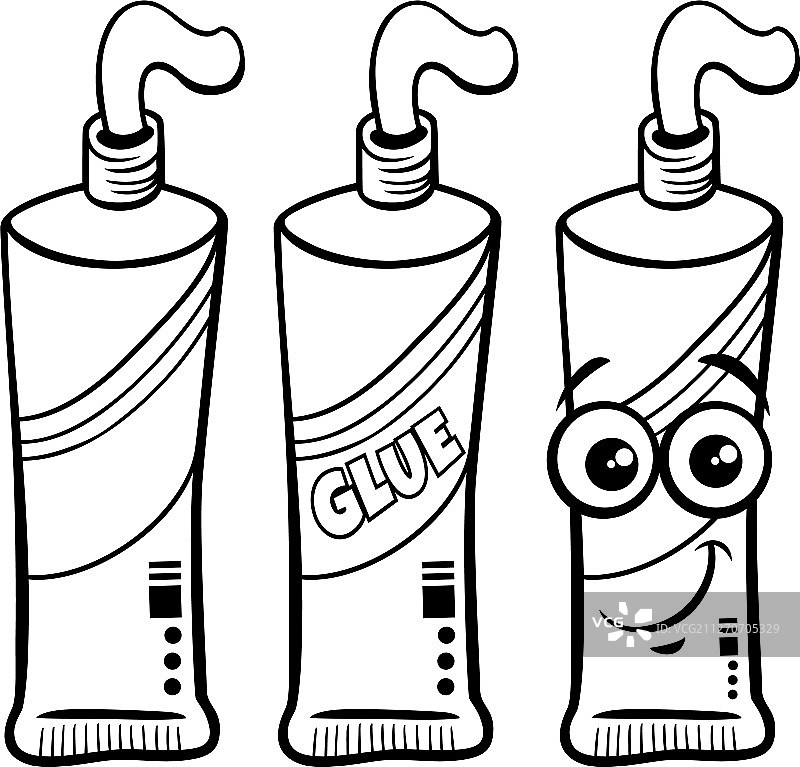 管状胶水卡通着色页图片素材